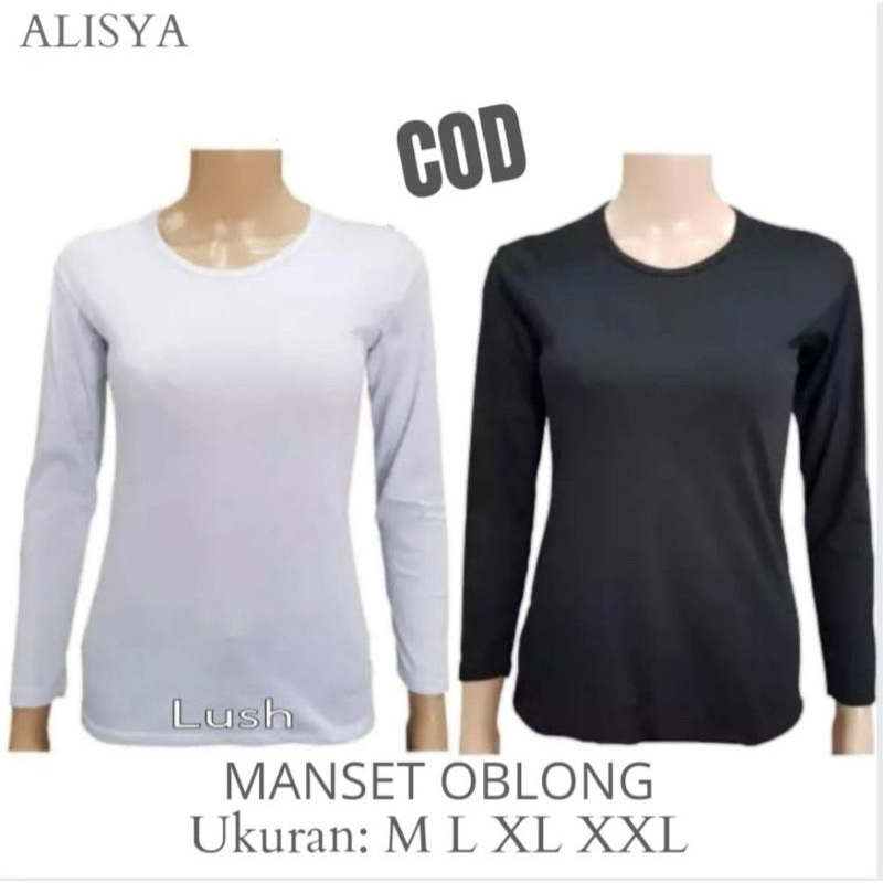 HOT DEALS Manset Lengan Panjang Wanita Kerah Oblong / Manset Dalaman Wanita Bahan Kaos/ Manset Kaos