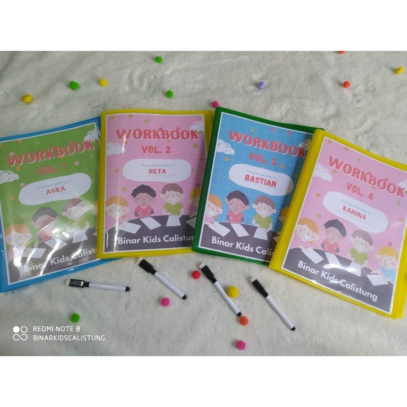 

Workbook aktivitas belajar anak gratis spidol hapus +lembar mewarnai
