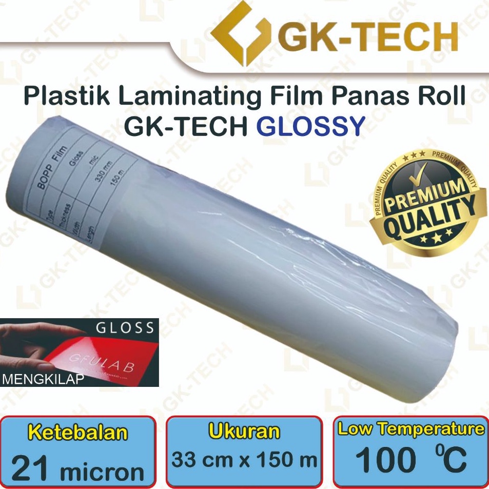 

Super Trending Plastik Laminating Panas Roll GKTech 28 mic21mic 33 cm x 15 m Glossy Doff Low Temperature untuk mesin Laminating laminasi panas roll