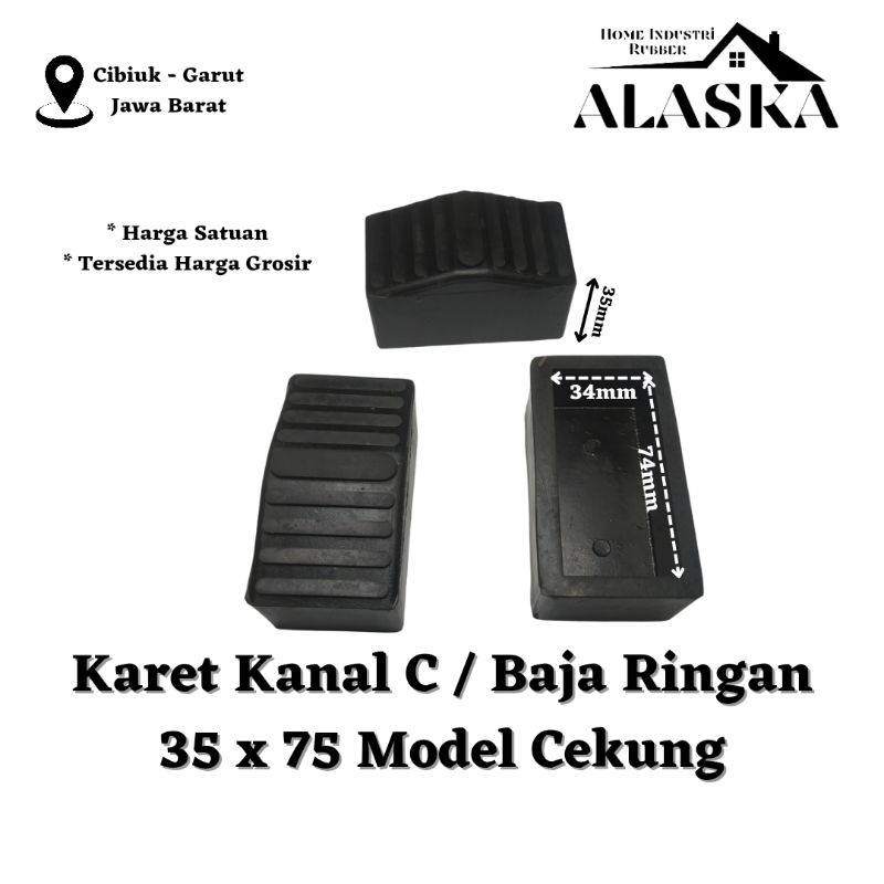 Alas Kaki Karet Kanal C / Baja Ringan 35x75 Cekung Tutup Kaki Tangga / Meja Canal C