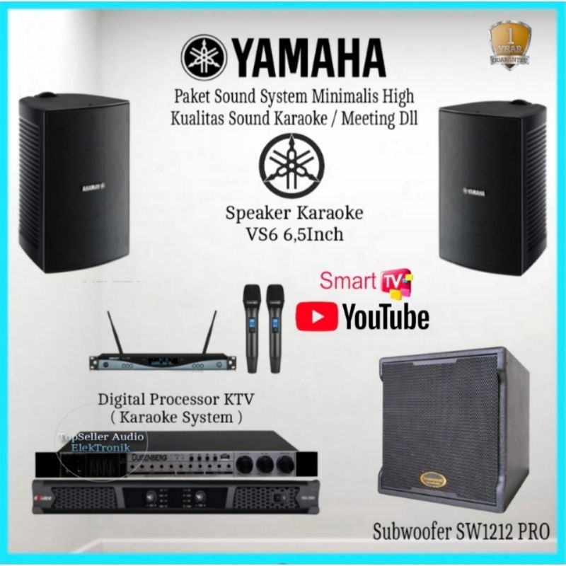 Paket Sound System Karaoke Speaker Yamaha 6 Inch Digital Processor Subwoofer 12" Rumah cafe dll