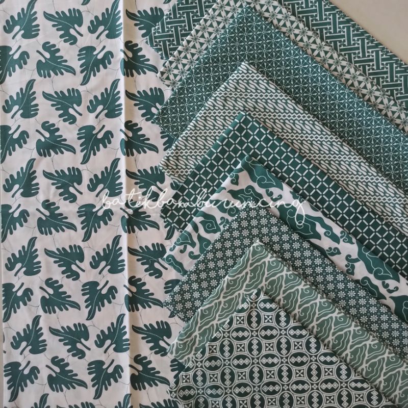kain batik printing soft pastel warna hijau putih kain teteron rayon