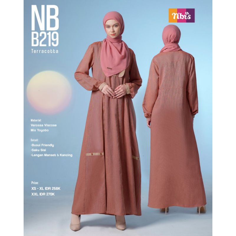 GAMIS NIBRAS,Nibras, kode NB B219,gamis wanita, gamis dewasa, N'BRS