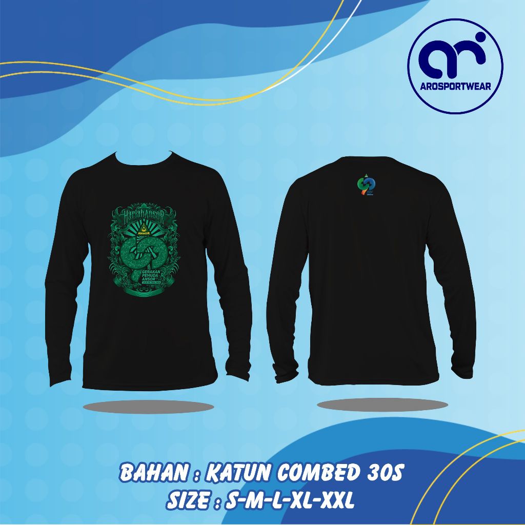 KAOS BAJU HARLAH 90 GERAKAN PEMUDA ANSOR LENGAN PANJANG BAHAN PREMIUM