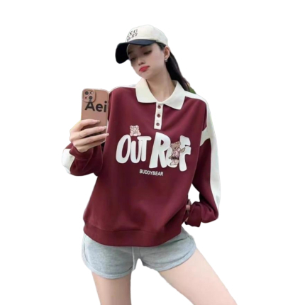 Sweater Rugby Premium Wanita Sweater Rugby Halfzip Wanita Sweater Rugby