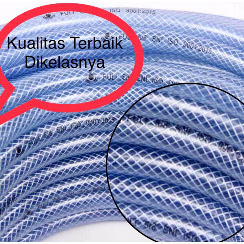 Selang serat benang/ PVC ukuran lubang 3/4 inci.