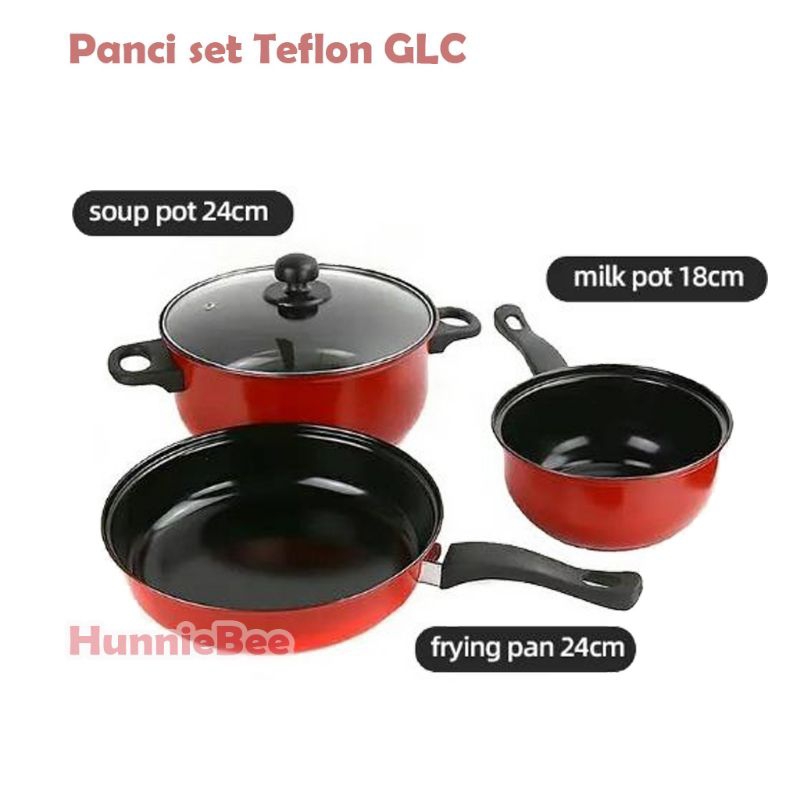 Panci Set GLC QME  3 in 1 Teflon