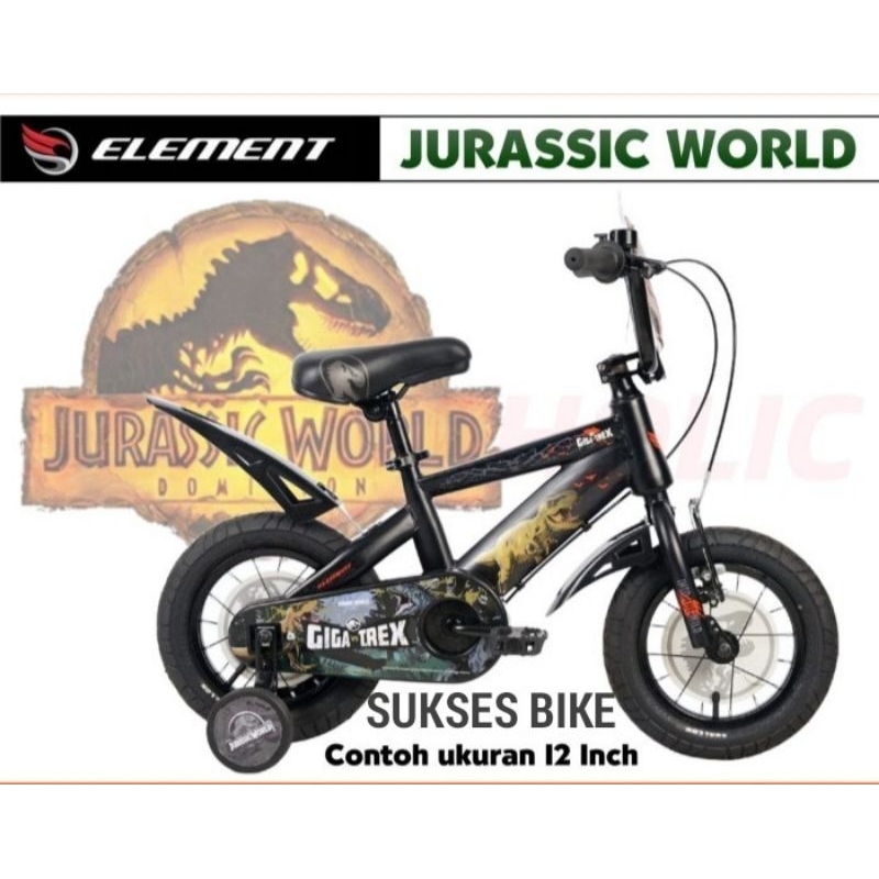 Sepeda BMX Anak Size 12 Inch Element Jurassic World Giga Vs T-Rex