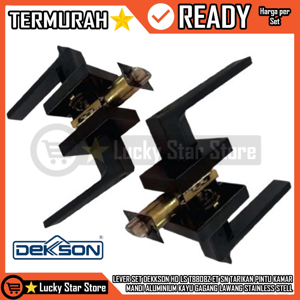 LEVER SET DEKKSON HD LS T8808Z ET SN MATT BLACK TARIKAN PINTU KAMAR MANDI ALUMINIUM KAYU GAGANG LAWA