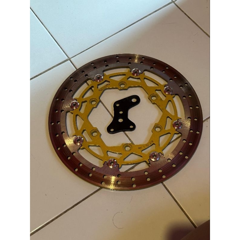 Piringan Cakram Depan Disc Brake KTC Kytaco Original Gold Floating Ninja RR 320mm Bonus Breket Bekas