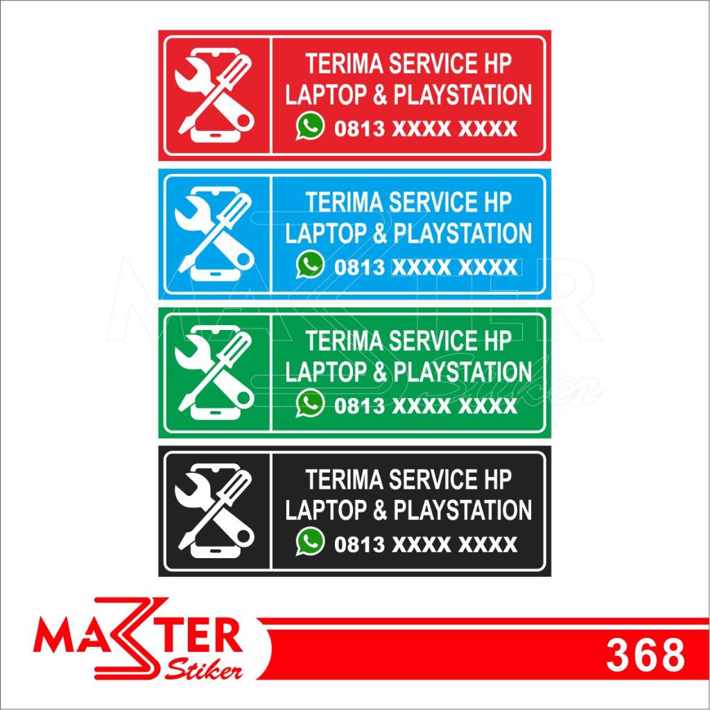

368 - Stiker Terima Service HP, Laptop dan Playstation (PS), Vinyl, Cutting, Tahan Air, Bisa Custom