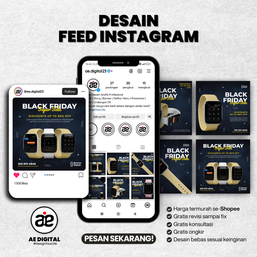 Jasa Desain Konten Feed Instagram untuk Promosi #Desain