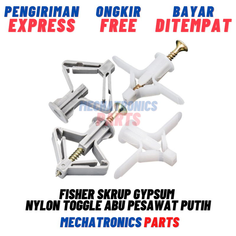 Skrup Gypsum Nylon Pesawat Putih Toggle Abu Pengunci Sekrup Plastik Gipsum Plafon Dinding