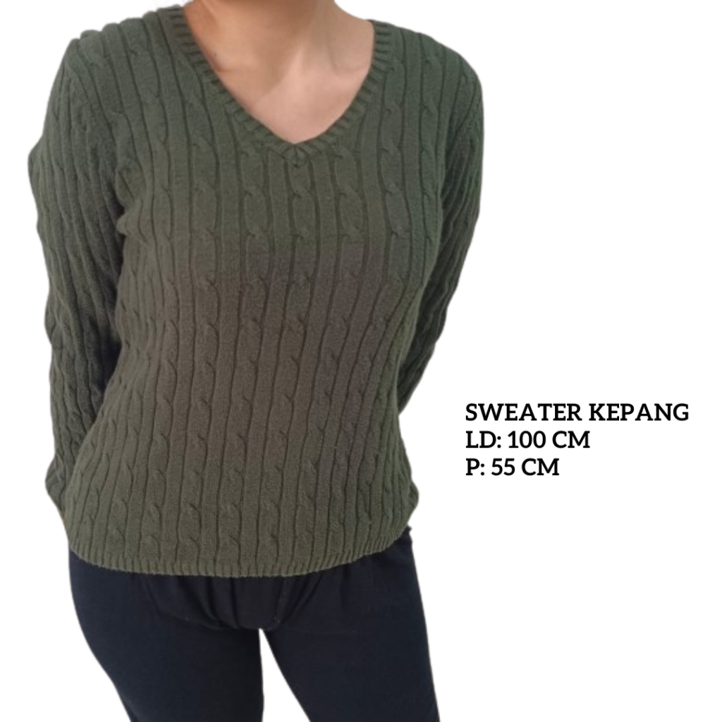 SWEATER KEPANG RAJUT KOREA POLO WANITA V-NECK