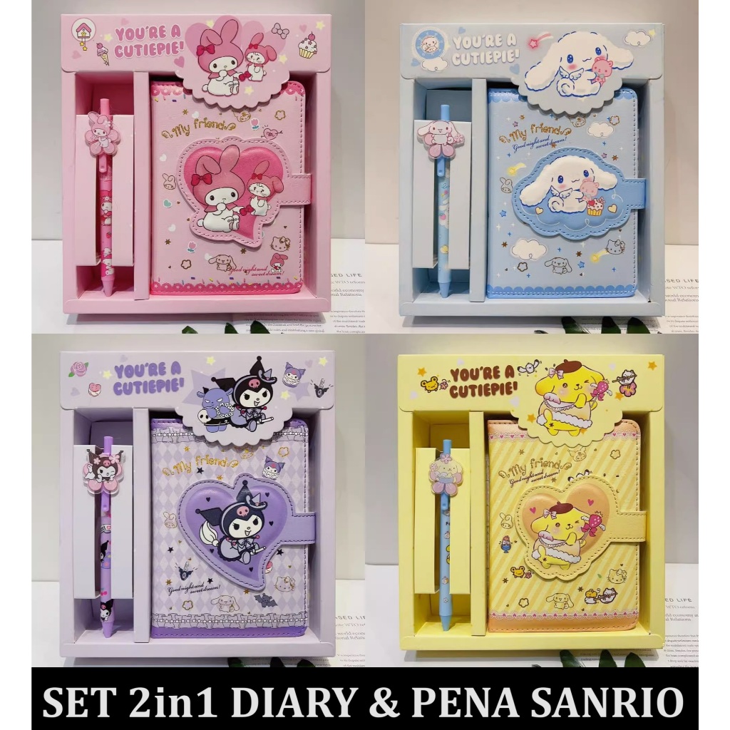 

2025 Buku Diary 2in1 Notebook Sanrio Free Pen 2 in 1 Gift Set motif cinnamoroll my melody kuromi catatan harian kado hadiah anak perempuan cewek anak sekolah sd smp sma cute princess viral tiktok tik tok mewah sultan pen hello kitty grosir tulis meriah ok