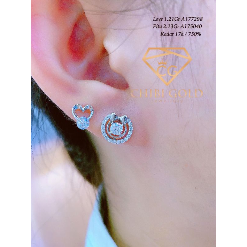 CHIBI - Anting pita bulat emas 750 kadar 17k A177298 - chibi