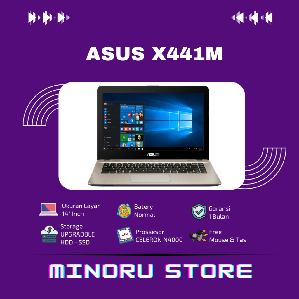 Laptop Asus X441M RAM 4GB SSD 512GB Layar 14" Windows 10