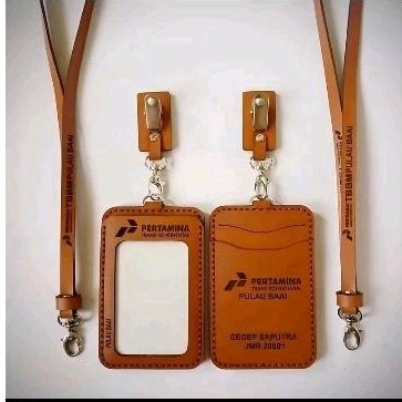 

Id Card Kulit Name Tag Lanyard Kulit Asli Custom Nama Logo Foto Bebas