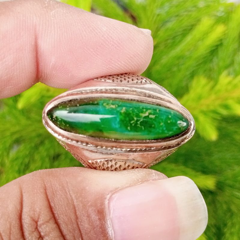 Cincin Batu Akik Natural Bacan Palamea Lawas / Chrysocolla Chalcedony
