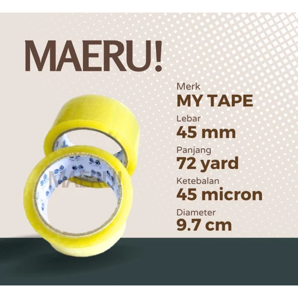 

LAKBAN MYTAPE ISOLASI SELOTIP BENING 45 MM X 72 YARD HARGA MURAH MAERU