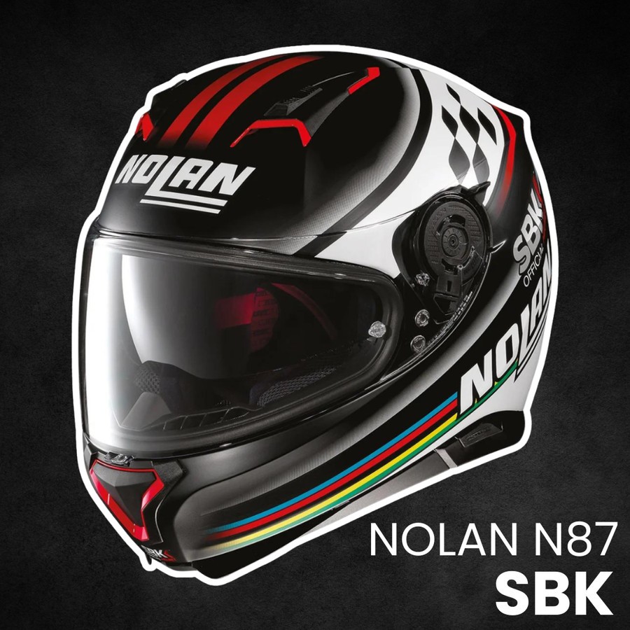 Helm Nolan N87 SBK NCom Flat Black White Red