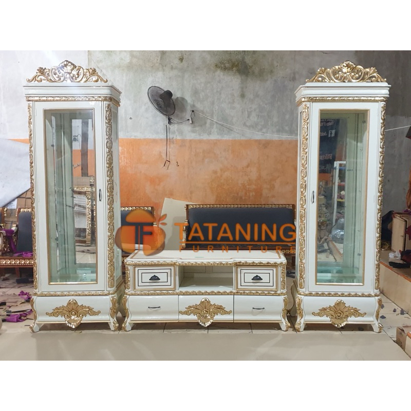 TV CABINET MAWAR SOKO KAYU JATI FINISHING ALMARI MODERN LEMARI ELEGAN MEWAH DEKORASI BUFFET RAK MURA