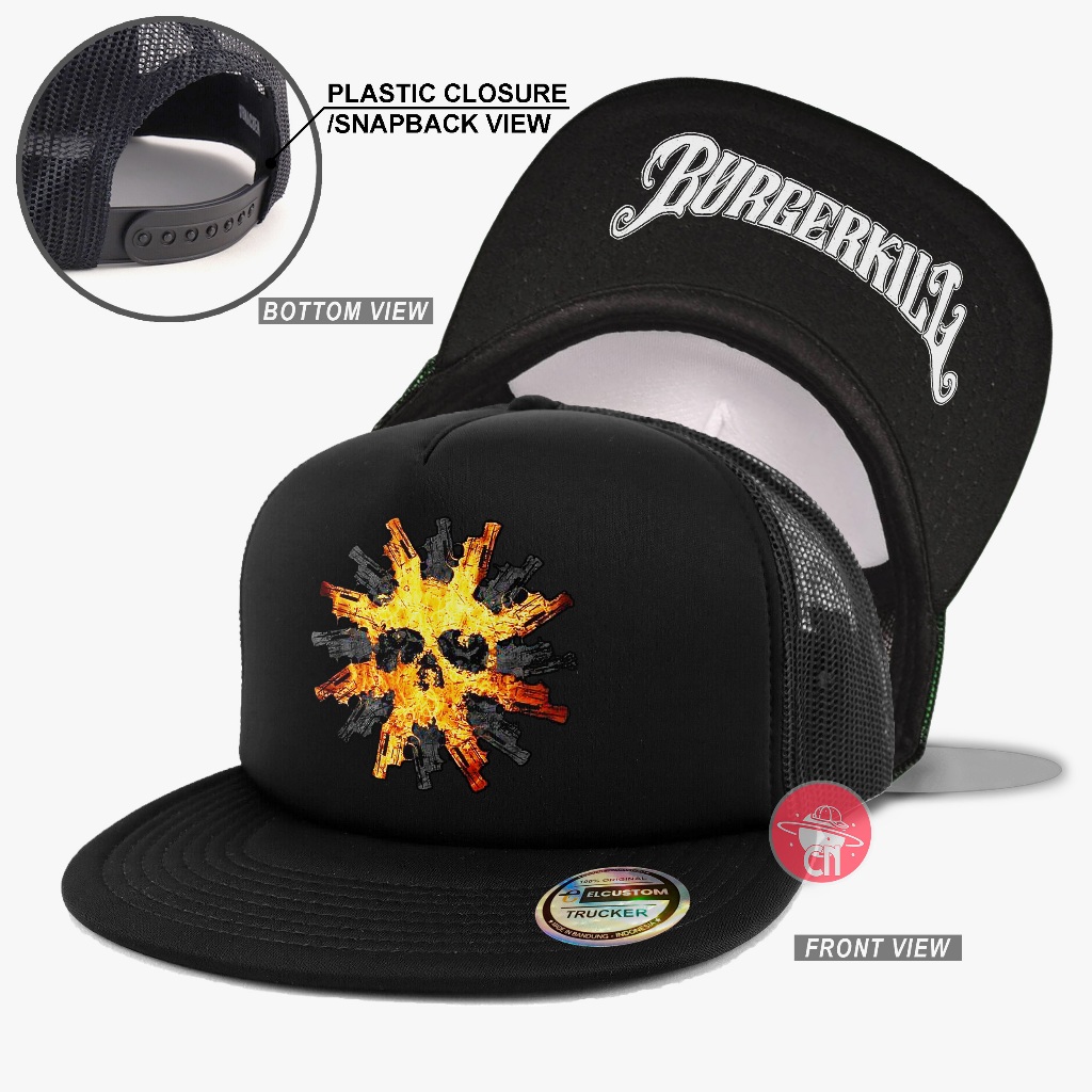 Burgerkill Snapback /Topi Trucker /Topi Jaring /Trucker Hat /Trucker Cap /Topi Original /Topi Pria /