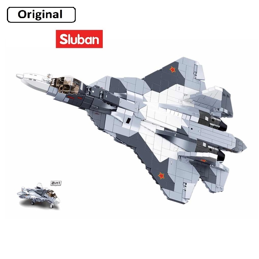 Mainan Brick Lego Sluban Pesawat Jet SU-57 Flanker B0986