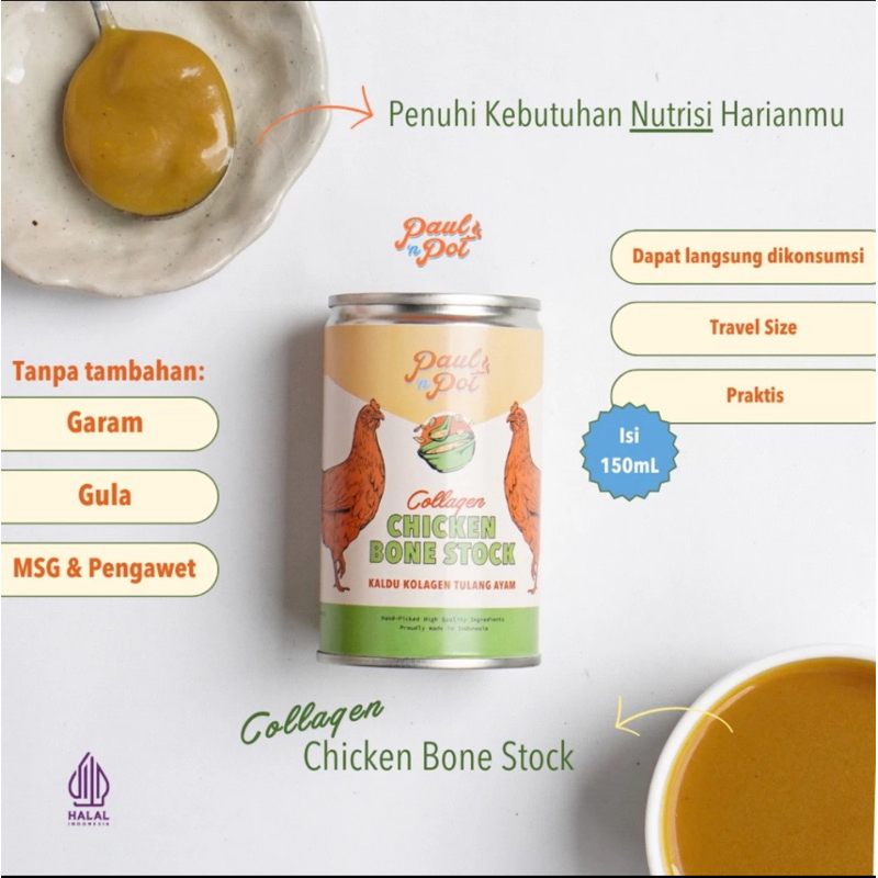 

READY - FRESHLY MADE Collagen Chicken Bone Stock - Kaleng - 150ml - Bone Broth MPASI