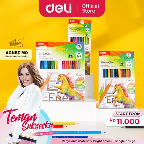 

Pensil Warna Deli EC113 12 Warna Enovation Wood Free