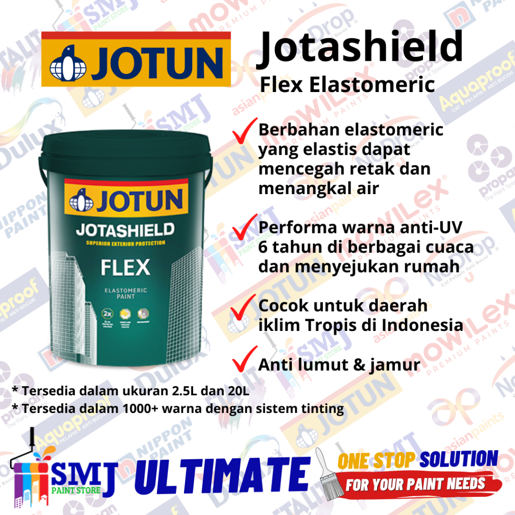 Cat Tembok Eksterior Pelapis Anti Bocor Waterproofing JOTUN JOTASHIELD FLEX Warna 0001 White 20L