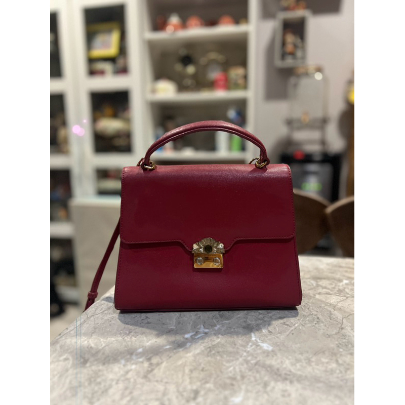 Tas charles & keith original red handle bag