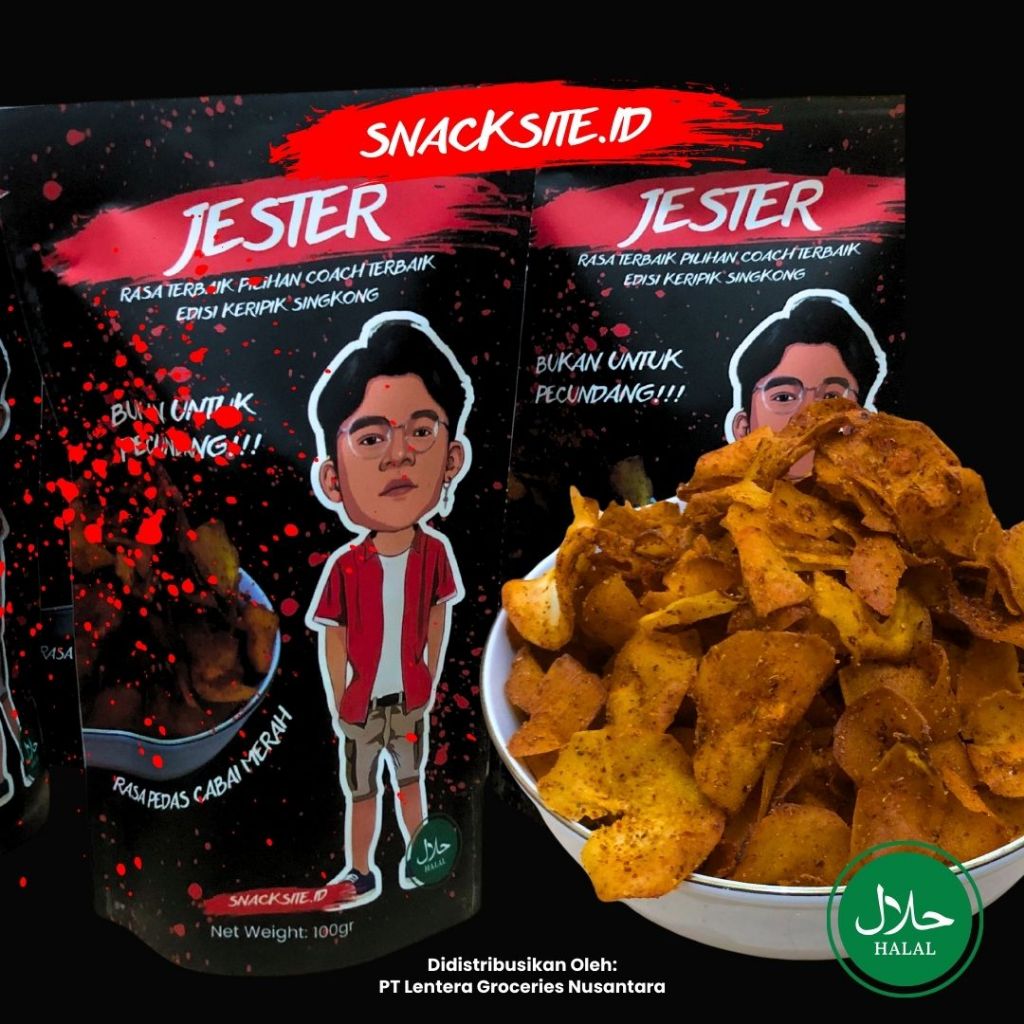 

Jester Snack - Keripik Singkong Rasa Pedas Cabai Merah 100gr