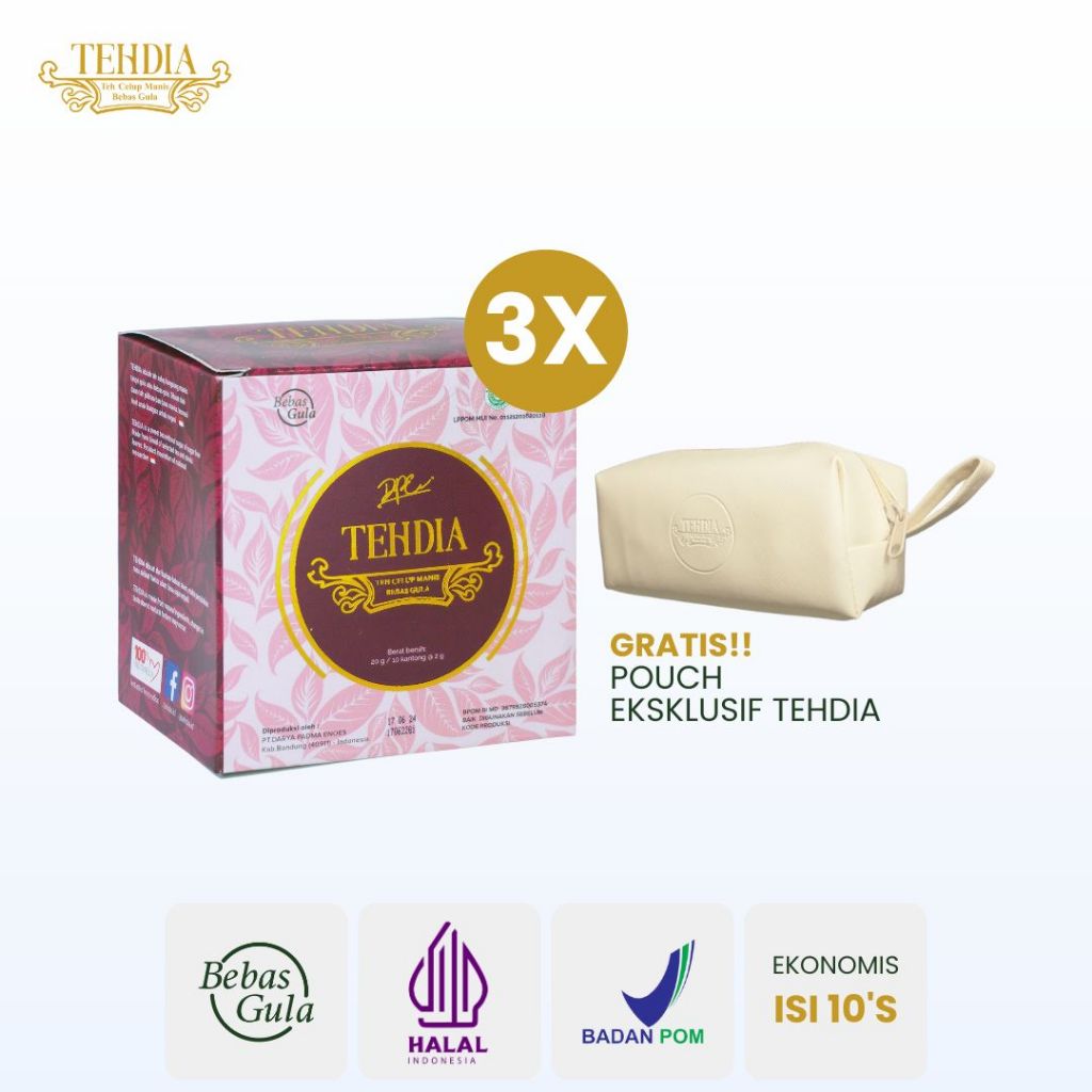 

TEHDIA Leci Teh Celup Manis Bebas Gula 10s x 3 box