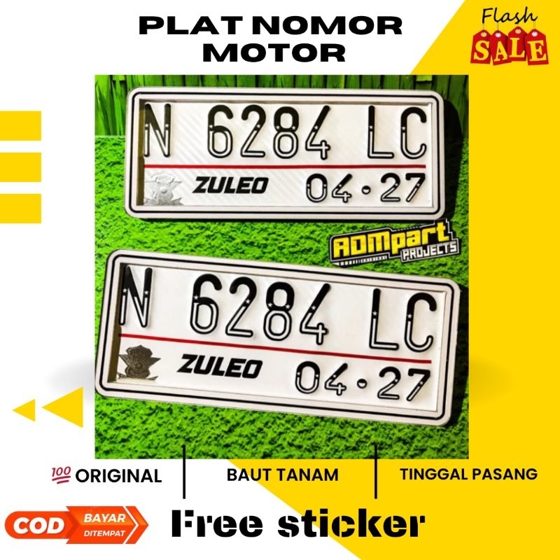 PLAT MOTOR WARNA PUTIH//PLAT NOMOR MOTOR MIKA//PLAT NOMOR MOTOR BAUT TANAM