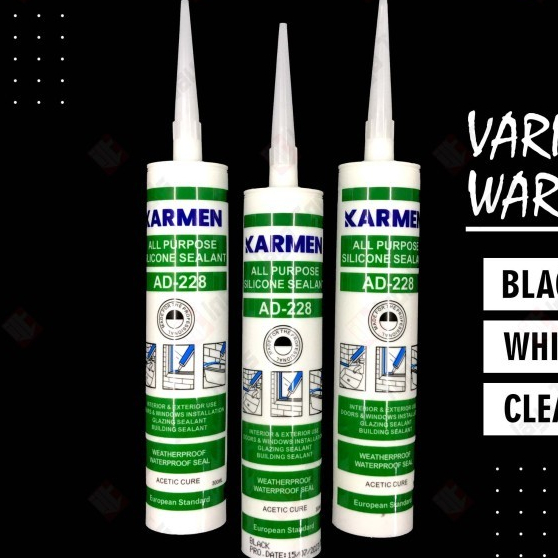 KARMEN Silicone Sealant Botol Lem Kaca Aquarium Silikon Perekat Tape - BLACK HITAM