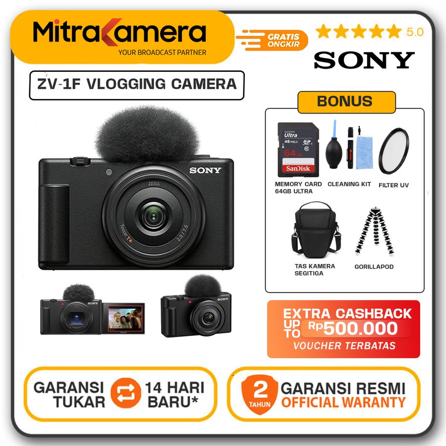 Sony ZV-1F Vlogging Camera Official Waranty
