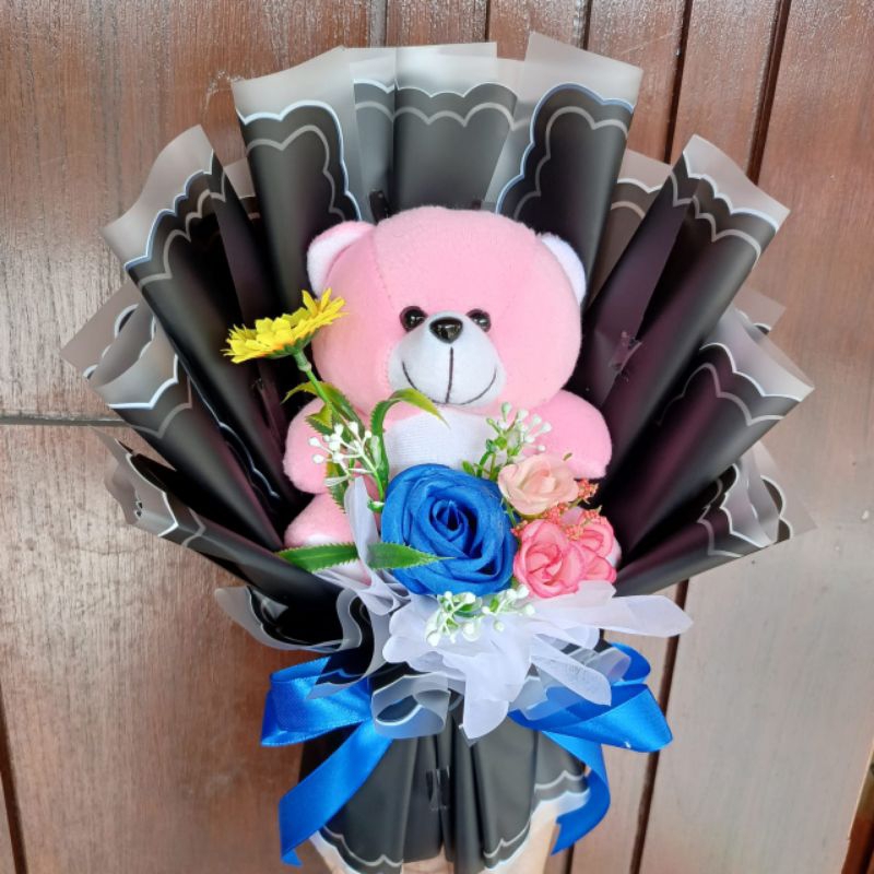 [ Bisa COD ] Buket Bunga Artificial Boneka Bear// Buket Murah // Buket bunga // Buket Snack // Hampe