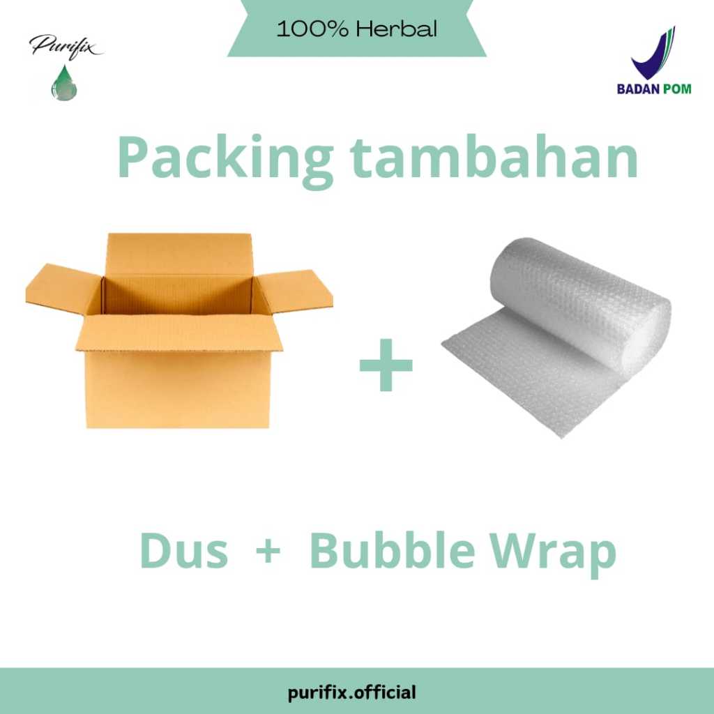 

Purifix Packing Tambahan Extra Bubble Wrap/Extra Bubble Wrap dan Kardus Packing