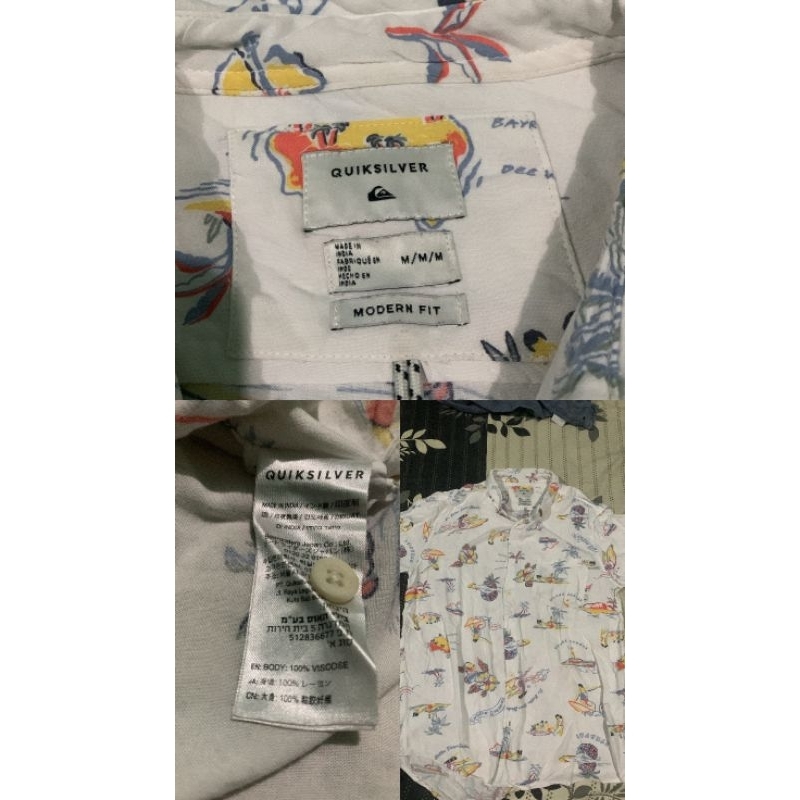 KEMEJA Putih PRIA Quicksilver bahan halus motif