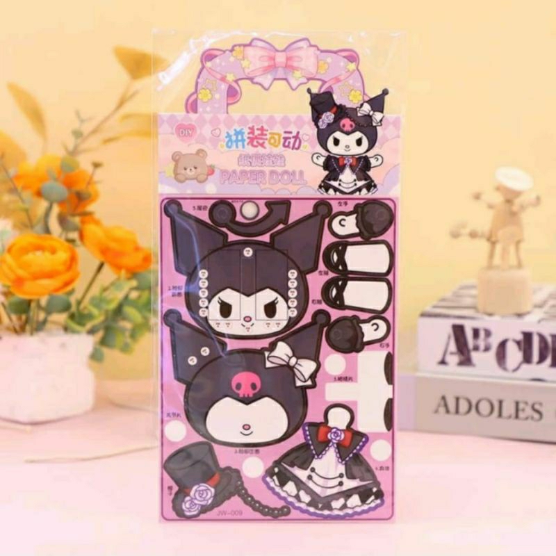 Mainan edukasi anak bongkar pasang boneka kuromi cinnamoroll pompompurin my melody sanrio paper doll