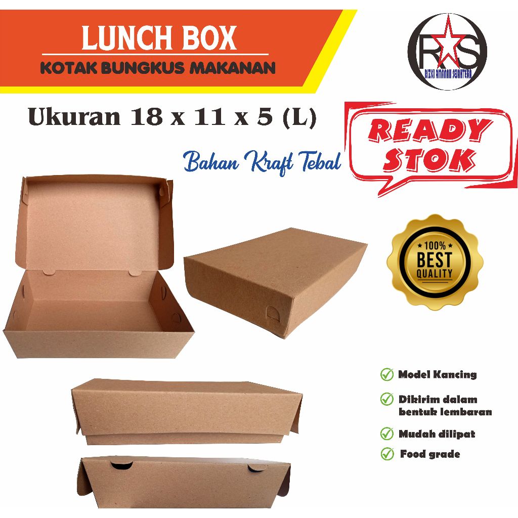 

Lunch Box / Box Makanan / Box Kue Bahan Kraft Tebal