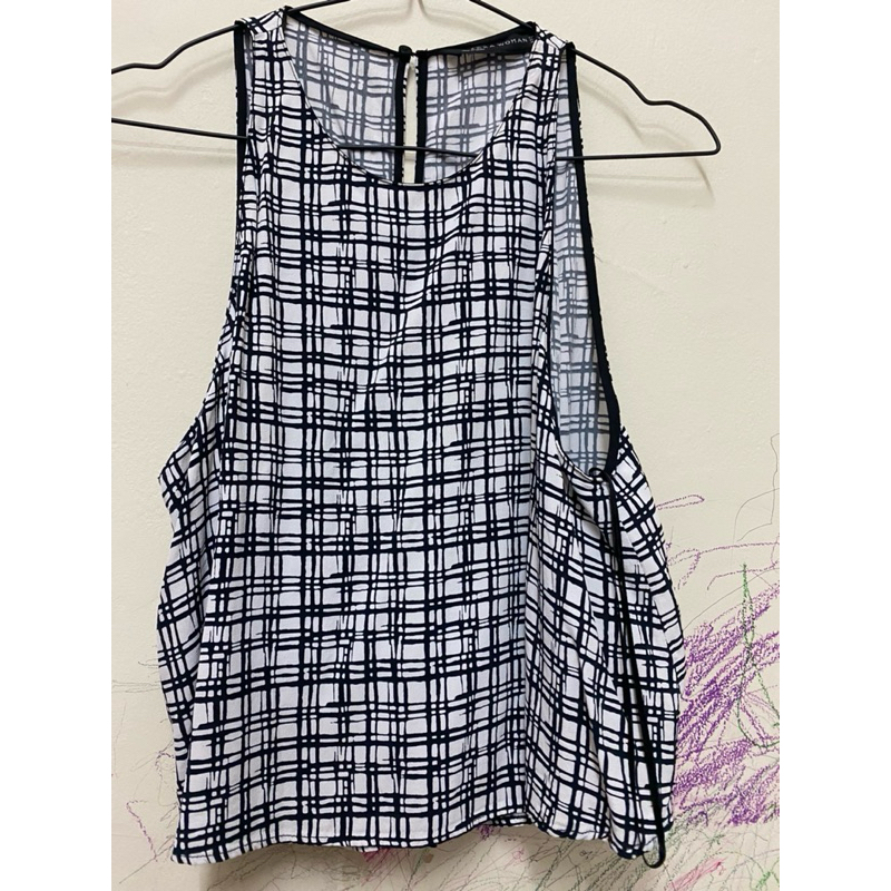 preloved atasan zara motif hitam putih