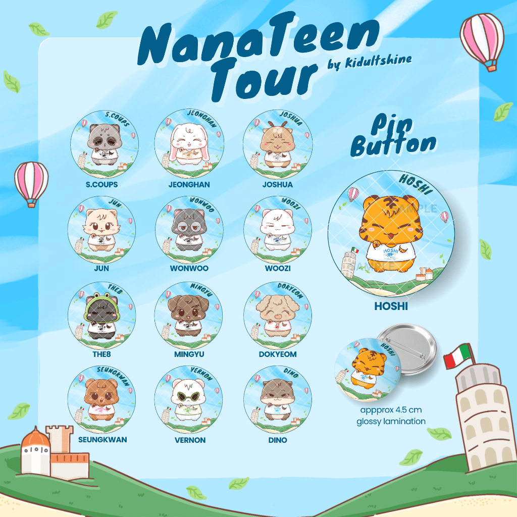 READY STOCK SEVENTEEN NANA TOUR PIN BUTTON SCOUPS JEONGHAN JOSHUA  JUN HOSHI BSS WONWOO WOOZI THE8 M