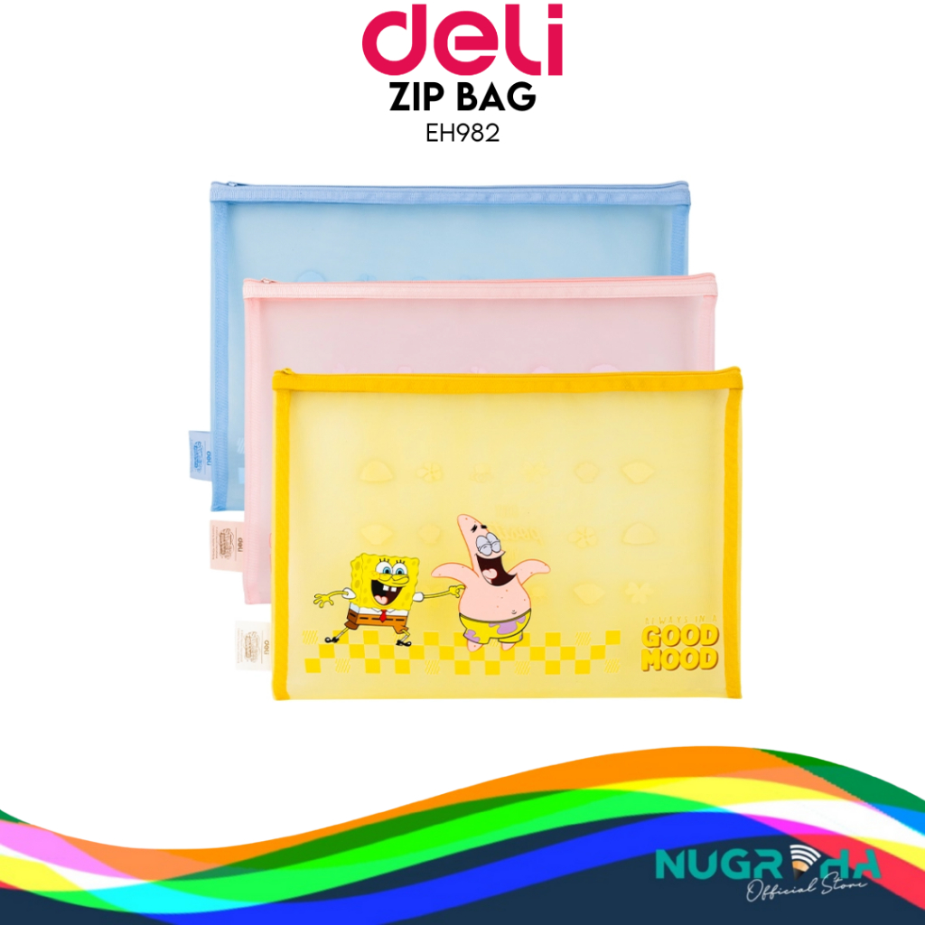 

DELI - Zipper Bag Map Kertas EH982 Ukuran A4 Spongebob Warna Jaring