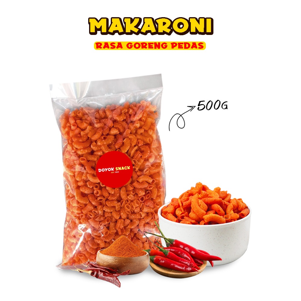 

500gr MAKARONI GORENG PEDAS MAKRONI CAK DOYOK BANTAT PIPA KRIUK CRISPY KREMES PREMIUM MURAH LEZAT NIKMAT SNACK MAKANAN RINGAN JAJAN JAJANAN KEKINIAN MURAH TERLARIS CAMILAN CEMILAN SERBA PEDAS PEDES HOT JAGUNG BALADO BARBEQUE BBQ KEJU DAUN JERUK