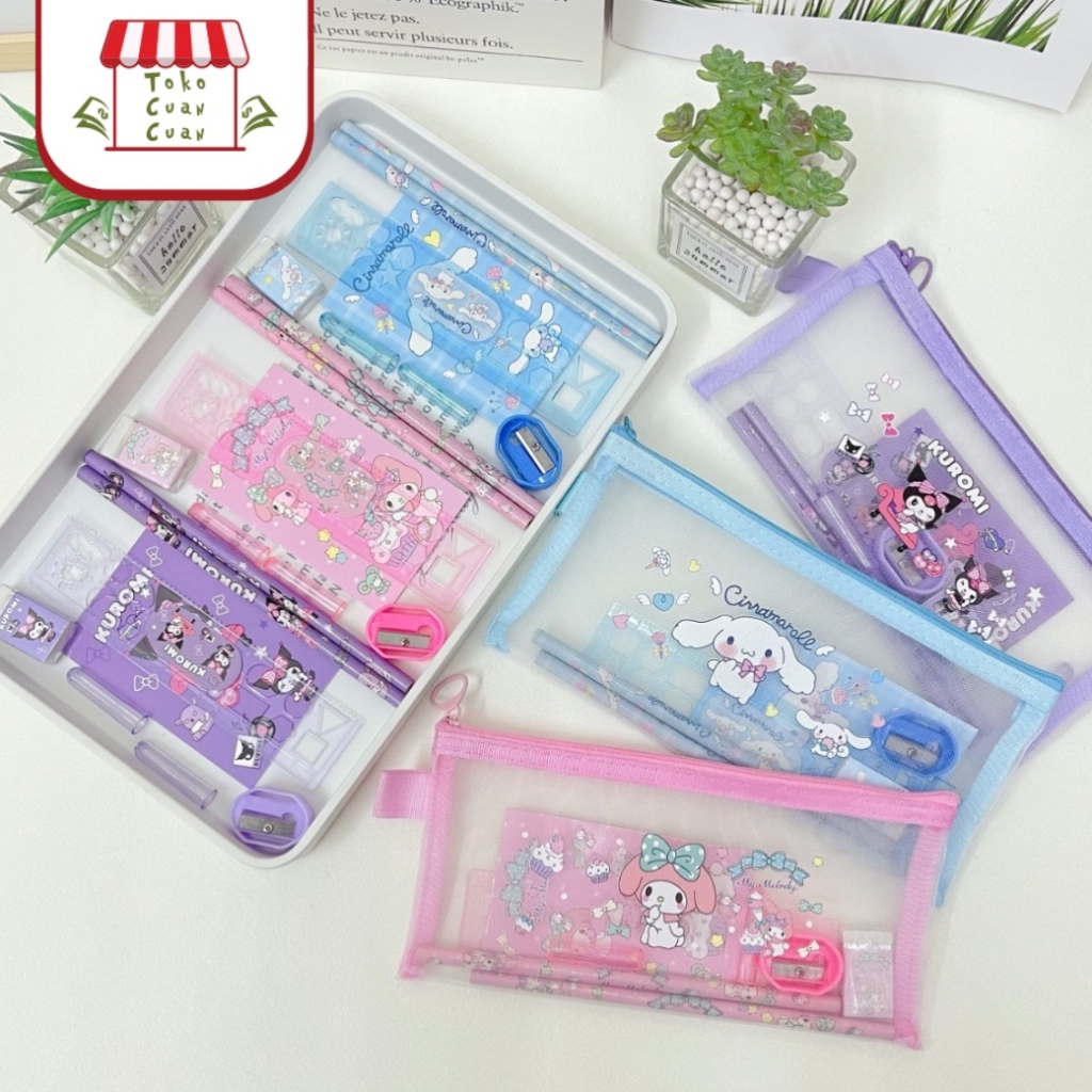 

TCC Kotak Pensil Set Jaring Sanrio Cinnamoroll Kuromi Melody