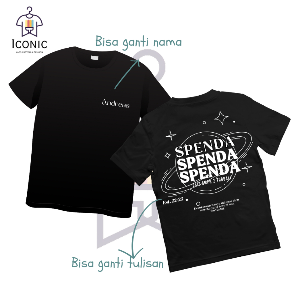 [KAOS CUSTOM] KAOS SABLON KELAS BISA CUSTOM NAMA TULISAN