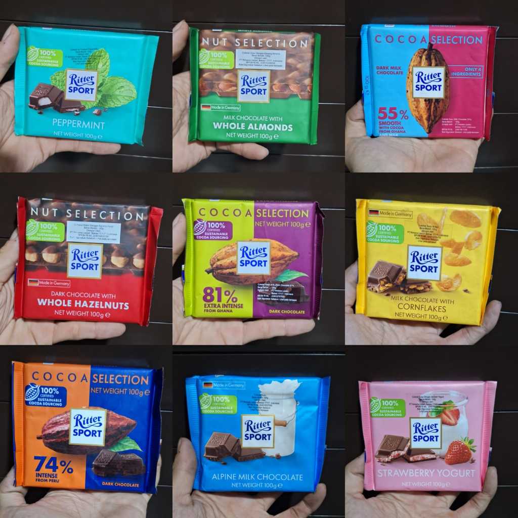 

RITTER SPORT CHOCOLATE ALL VARIAN ON PROMO 100gr // Ritter Sport Mini Chocolate Mix Nut Selection isi 7