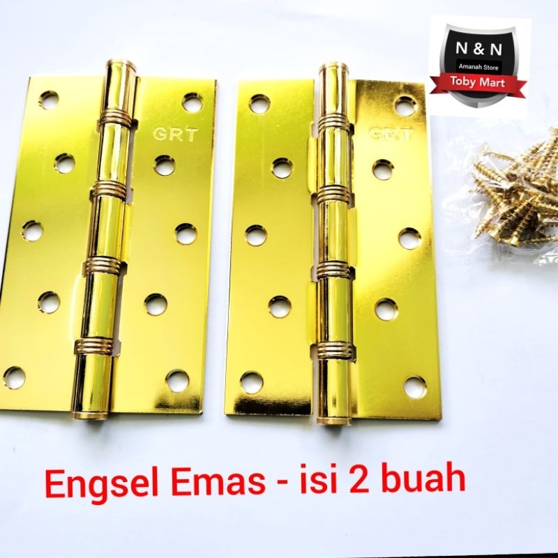 Terlaris  Engsel pintu rumah engsel stainless 4inch / Engsel pintu Kuningan  motif kupu pintu kayu 5